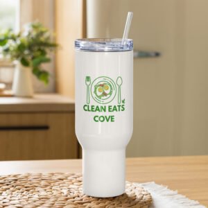 Clean Eats Cove Travel mug with a handle