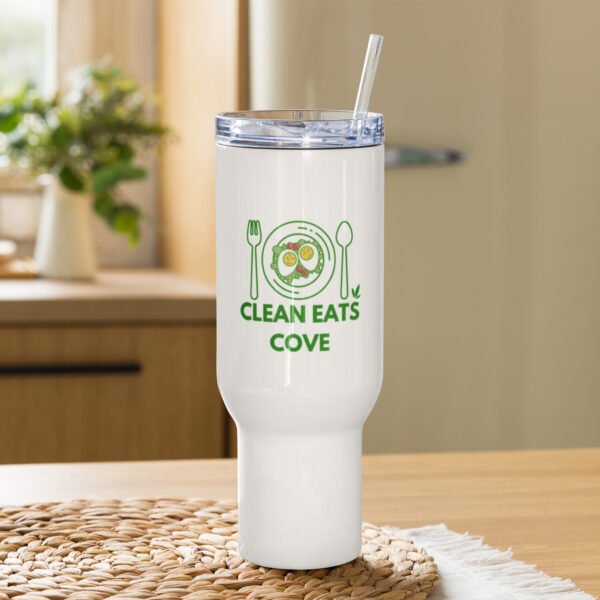 Clean Eats Cove Travel mug with a handle